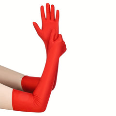 Solid Stretch Gloves Long Party Wedding Performance Gloves Women
