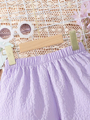 Girls' Casual Elastic Waist Textured Summer Shorts