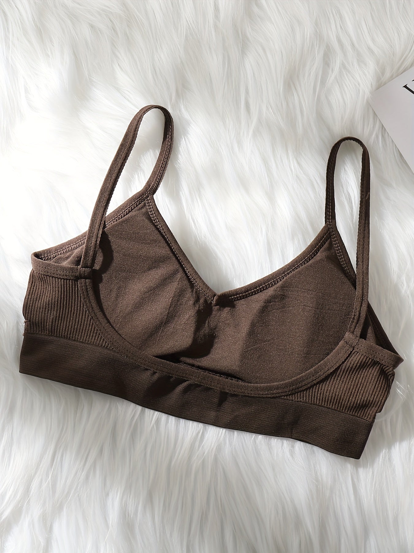 Solid Cami Crop Top V Neck Backless Slim Fit Top Women's Lingerie