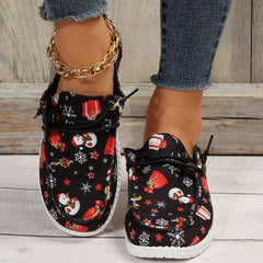 Christmas Pattern Casual Walking Shoes Lightweight Low Top Sport Flat Shoes