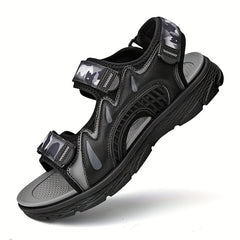 Men's Leather Hiking Sandals With Camo Print