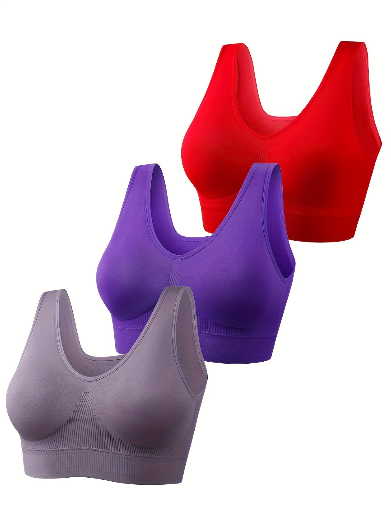 3pcs Wireless Seamless Sports Bras - Comfy & Breathable