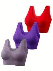 3pcs Wireless Seamless Sports Bras - Comfy & Breathable