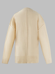 Casual Crew Neck Loose Knit Sweater Fall Winter Women's Clothing