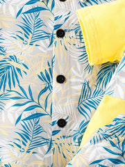 3pcs Baby Boys Leaf Print T shirt & Shirt & Shorts Set