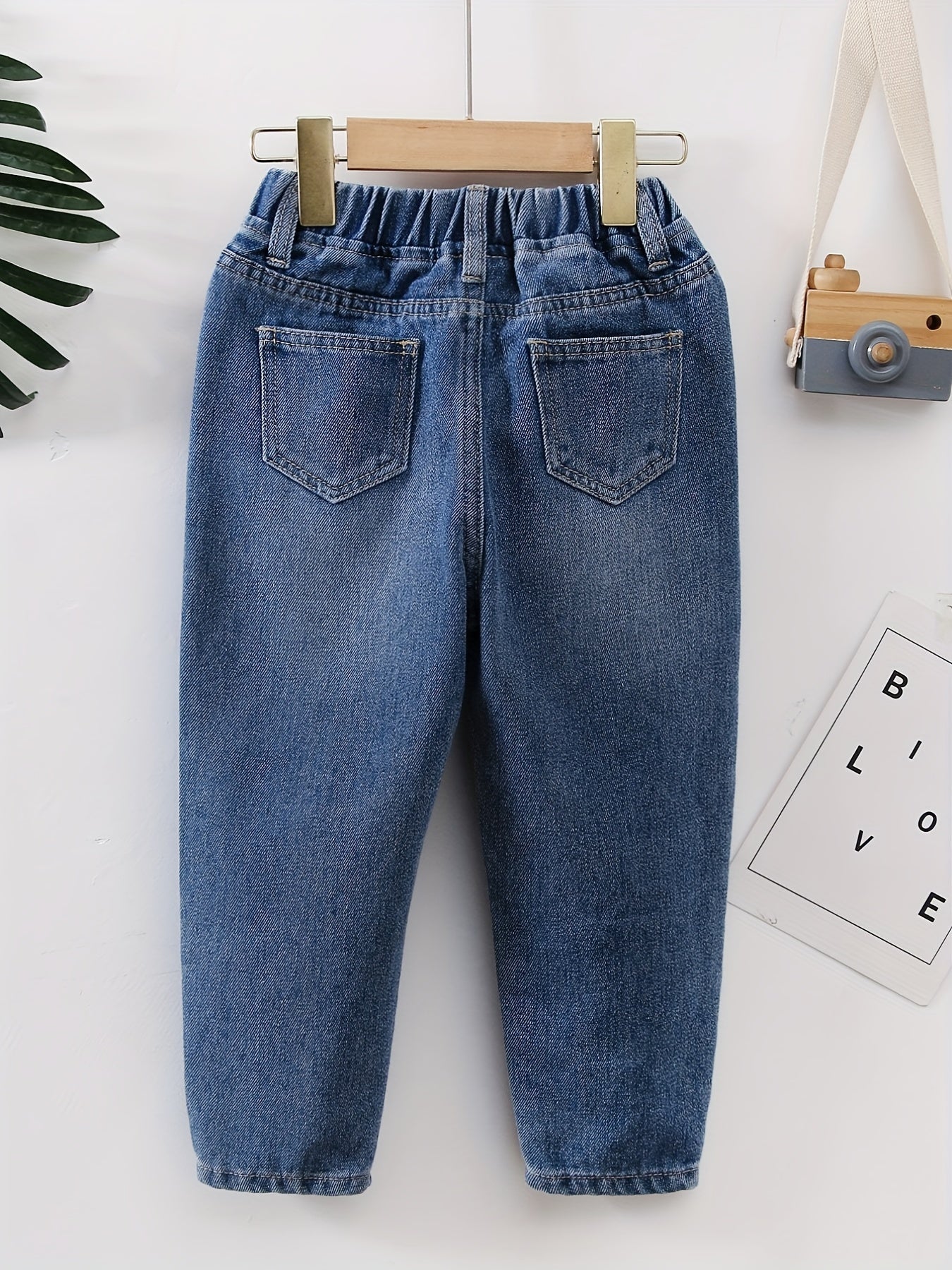 Boys Casual Ripped Patched Denim Long Pants With Pocket Kids Clothing