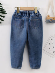 Boys Casual Ripped Patched Denim Long Pants With Pocket Kids Clothing