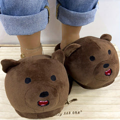 Women's Embroidered Animal Slippers Non-slip Fluffy Slides