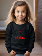 Girls Letters Pattern Crew Neck Long Sleeve Sweatshirt