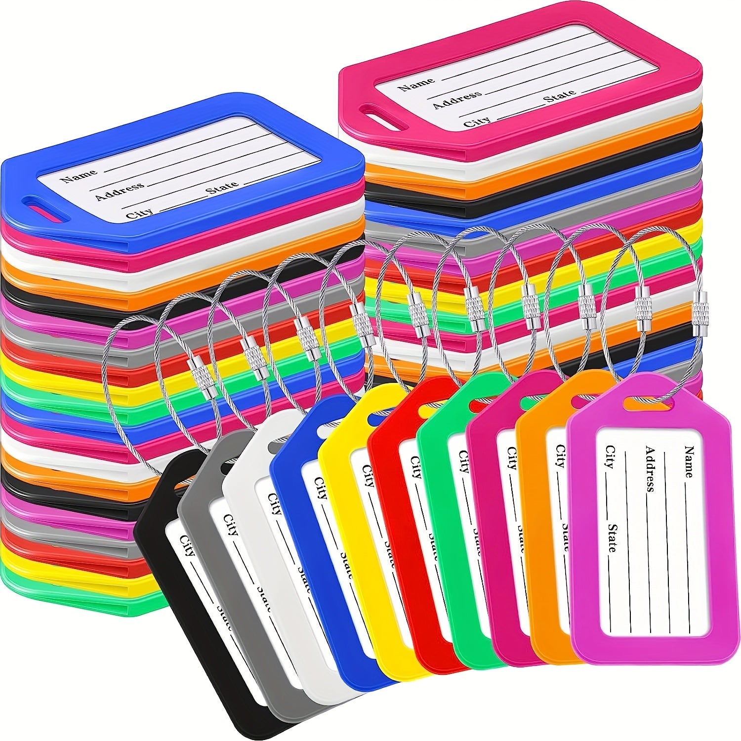 10 Green Luggage Tags with Keychain Attachment