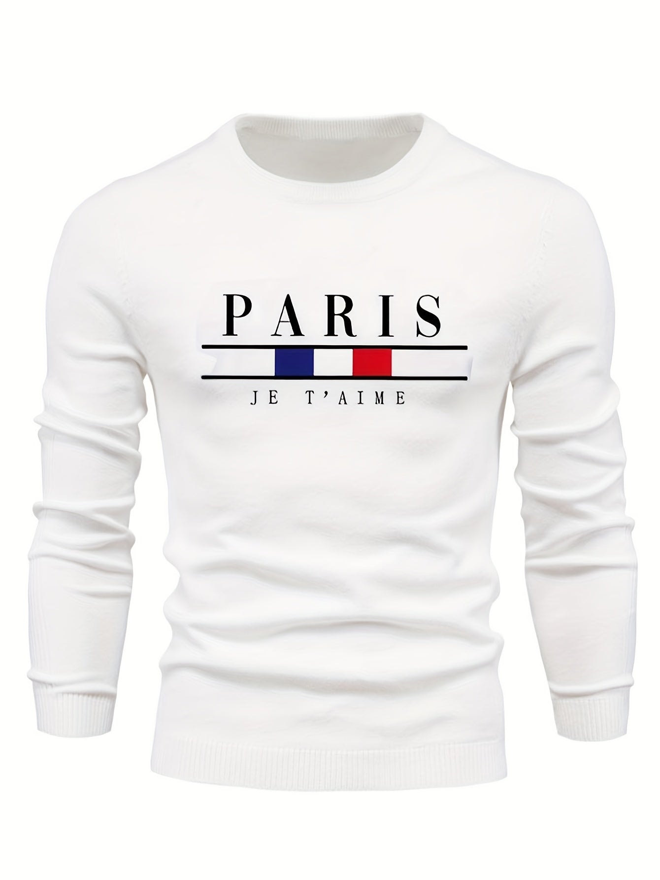 Men's Knitted Sweater Classic PARIS Pattern Crew Neck