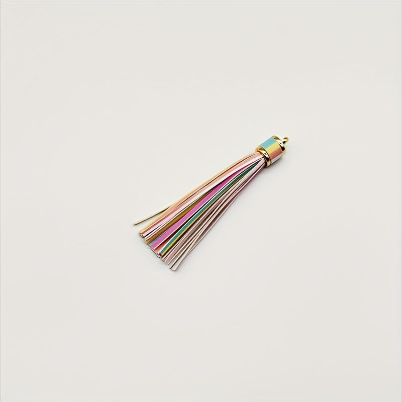 Random PU Leather Tassel Keychain Accessories Silicone Beads Bangle Tassel