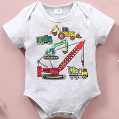 Cotton Car Graphic Short Sleeve Romper for Baby