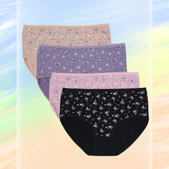 4 Pack Women's Plus Size Ditsy Floral Print Briefs Set