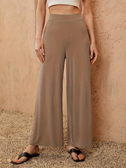 Casual Pants Women's Plus Elastic High Rise Loose Wide Leg Trousers