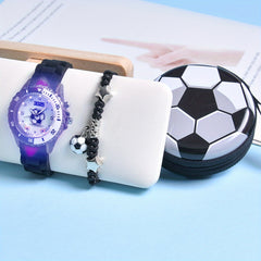 3pcs Silicone Soccer Fan Watch Bands & LED Light Up Wristwatches for Kids