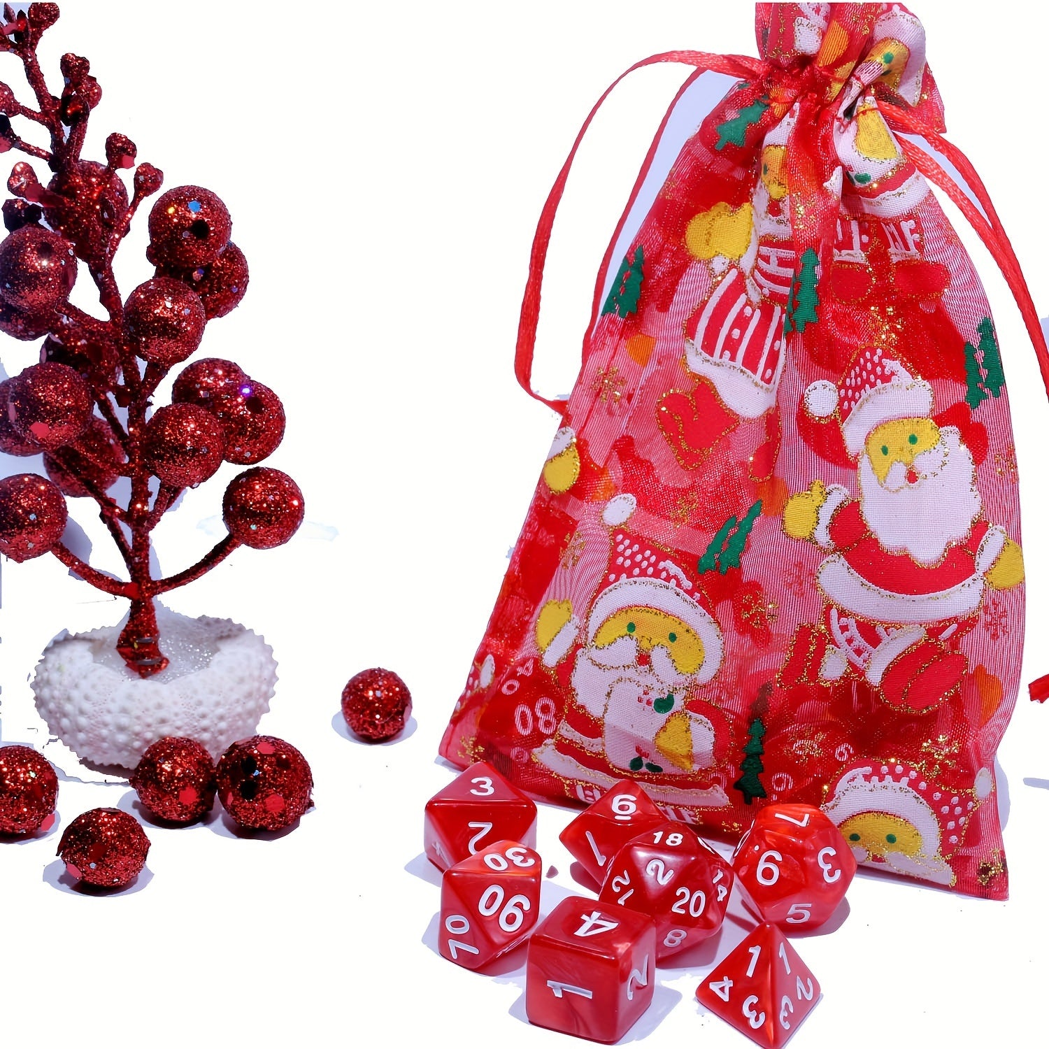 7pcs Christmas Themed Polyhedral Dice Set for Board Game - Holiday Birthday Gift
