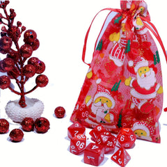 7pcs Christmas Themed Polyhedral Dice Set for Board Game - Holiday Birthday Gift
