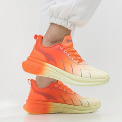 Women's Colorblock Platform Sneakes Casual Lace Up Outdoor Shoes