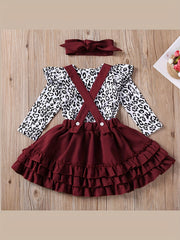 Leopard Print Top & Suspender Puffy Dress