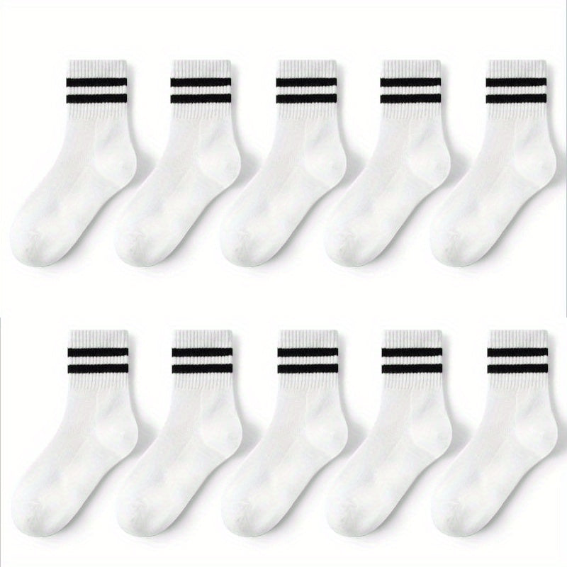 10 Pairs Boys Thin Crew Socks Spring Summer Autumn Casual Striped Kids Socks