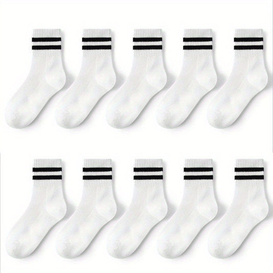 10 Pairs Boys Thin Crew Socks Spring Summer Autumn Casual Striped Kids Socks