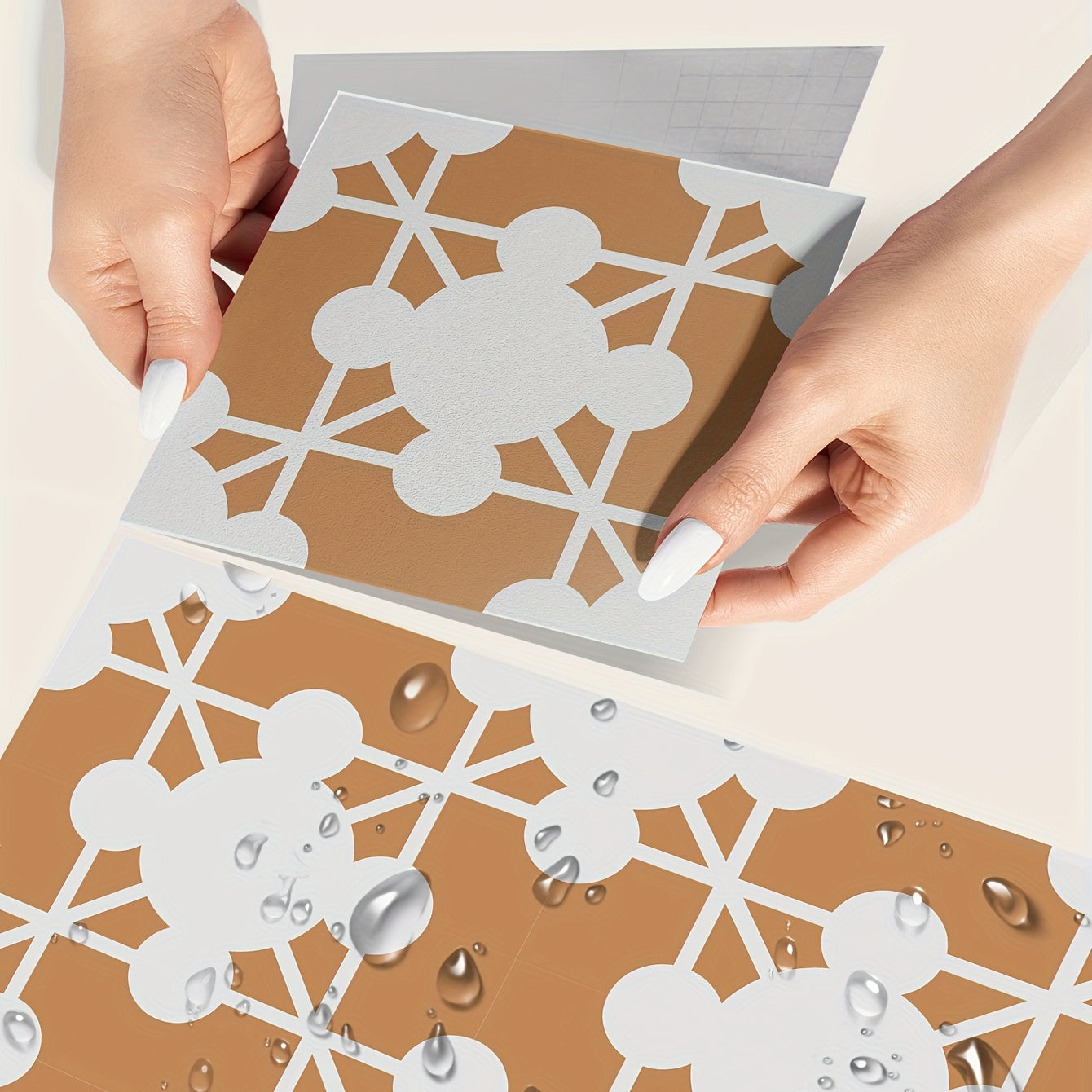 Orange Floor Mosaic Tile Sticker 9pcs