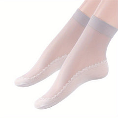 10 Pairs Solid Crew Socks Women Stockings
