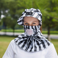 Plaid Pattern UV Fan Sun Hat for Women