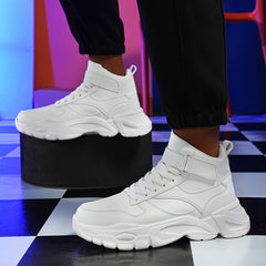 Men's High Top Chunky Shoes Comfy Non Slip Lace Up Casual Sneakers