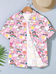 Kids Cartoon Graphic Short Sleeve Shirt
