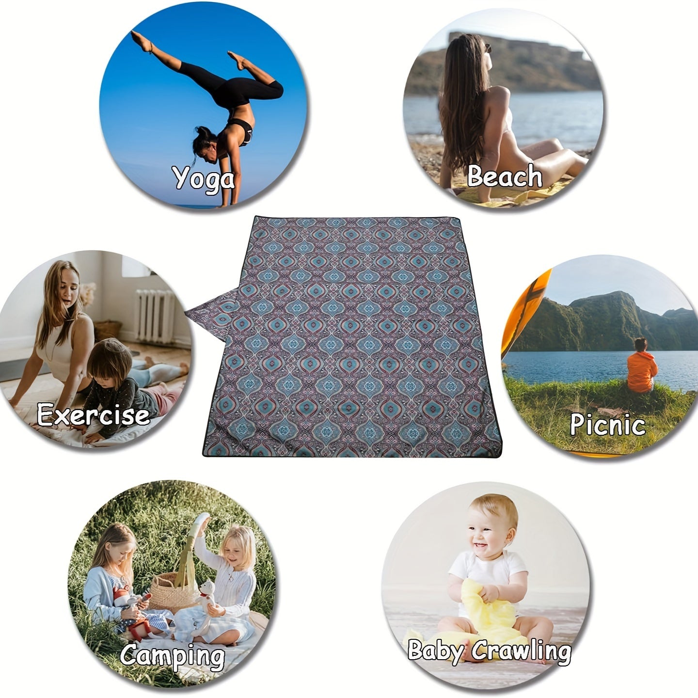 Large Sandfree Beach Blanket Waterproof Mat For 4-6 Adults