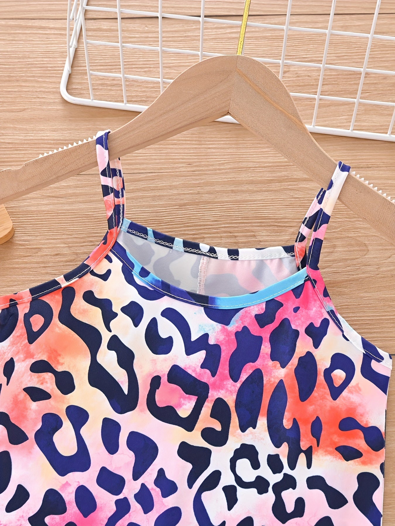 Colorful Leopard Cami Rompers For Toddler Girls