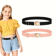 Girls Heart Buckle Belt Adjustable Elastic Kids Belt