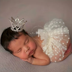 2pcs Crown & Lace Skirt Set for 0-3 Months Baby Photos