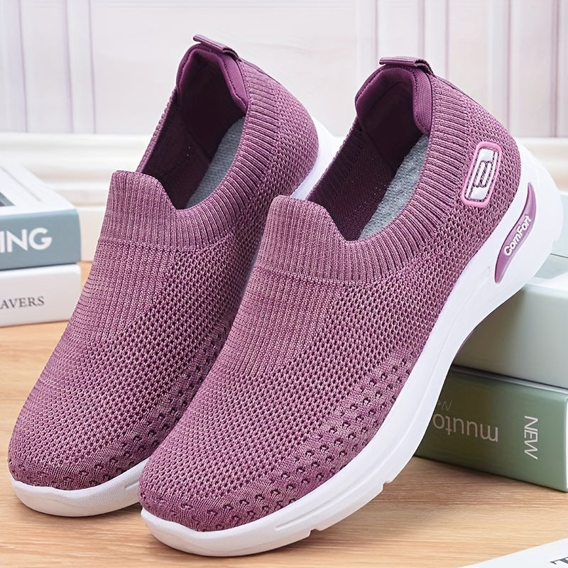 Women's Breathable Knit Slip-On Sneakers Comfortable Outdoor Shoes