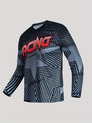 Men's Star & Letter Print Long Sleeve Top for Motorcycling