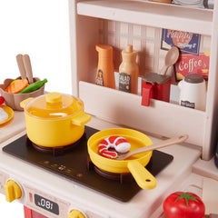 Kitchen Playset Pretend Food Toy Set w Real Sounds & Light Play Sink Stove