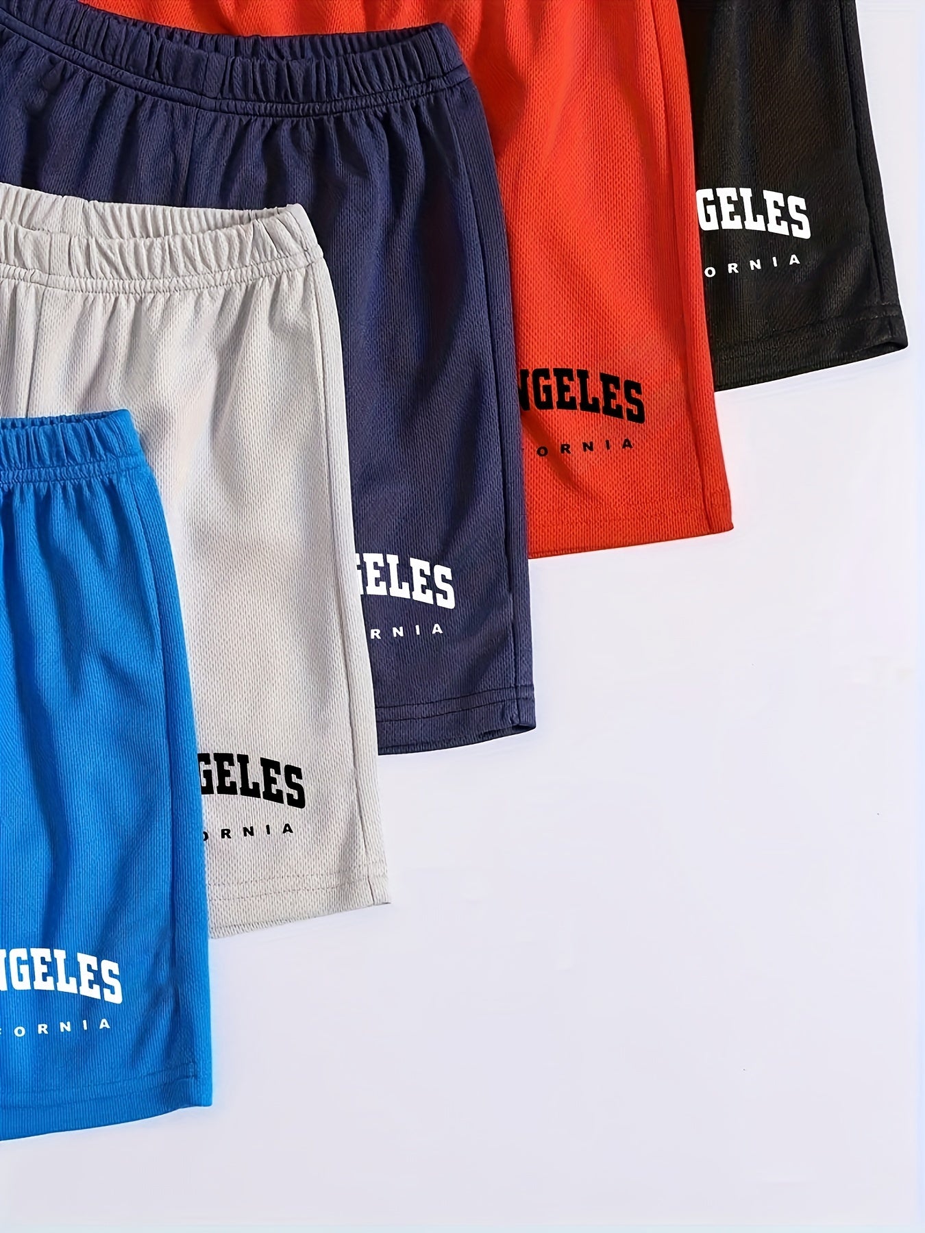5pcs Boys Smiling Print Shorts Comfortable Quick Dry Summer Outdoor