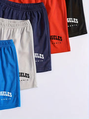 5pcs Boys Smiling Print Shorts Comfortable Quick Dry Summer Outdoor