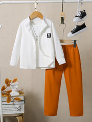 Toddler Boy's 3pcs Shirt & T-shirt & Pants Set Clash Casual Outfits