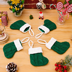 5pcs Mini Christmas Stockings Knitted Xmas Classic Stockings for Party Favors