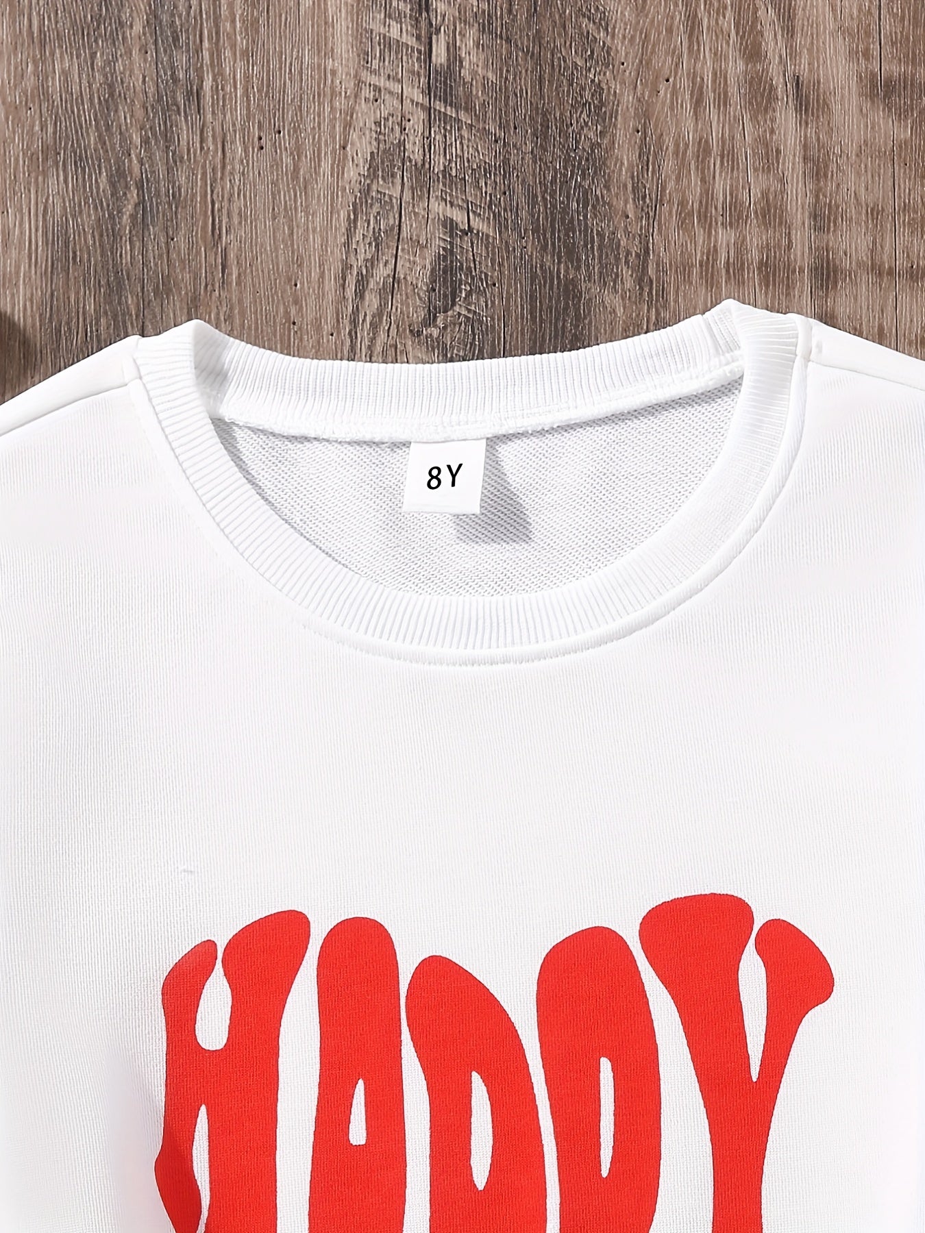 Girls Hoodie Letter HAPPY Heart Print Pullover Sweatshirt
