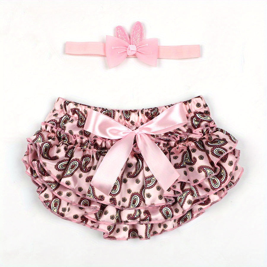 Baby Shorts Cashew Flower Pattern Satin PP Pants Set