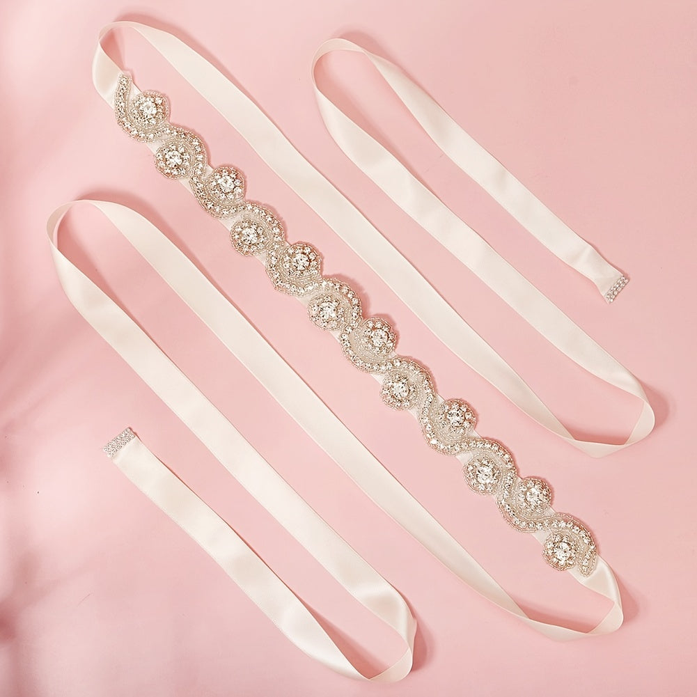 Rhinestone Bridal Belt Wedding Dress Waist Chain Sash Silvery Belt Handcrafted