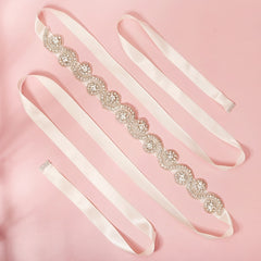 Rhinestone Bridal Belt Wedding Dress Waist Chain Sash Silvery Belt Handcrafted