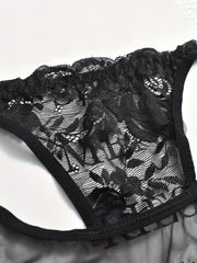 3 Pack Plus Size Lace Semi Sheer Panties High Stretch Briefs