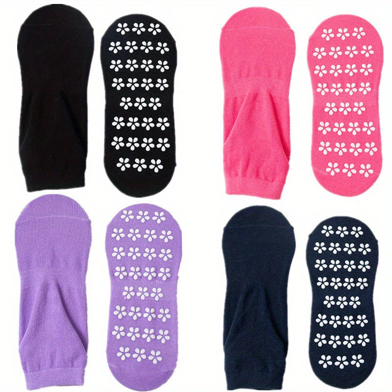 4 Pairs Women's Non Slip Yoga Socks Breathable Dance Training Socks