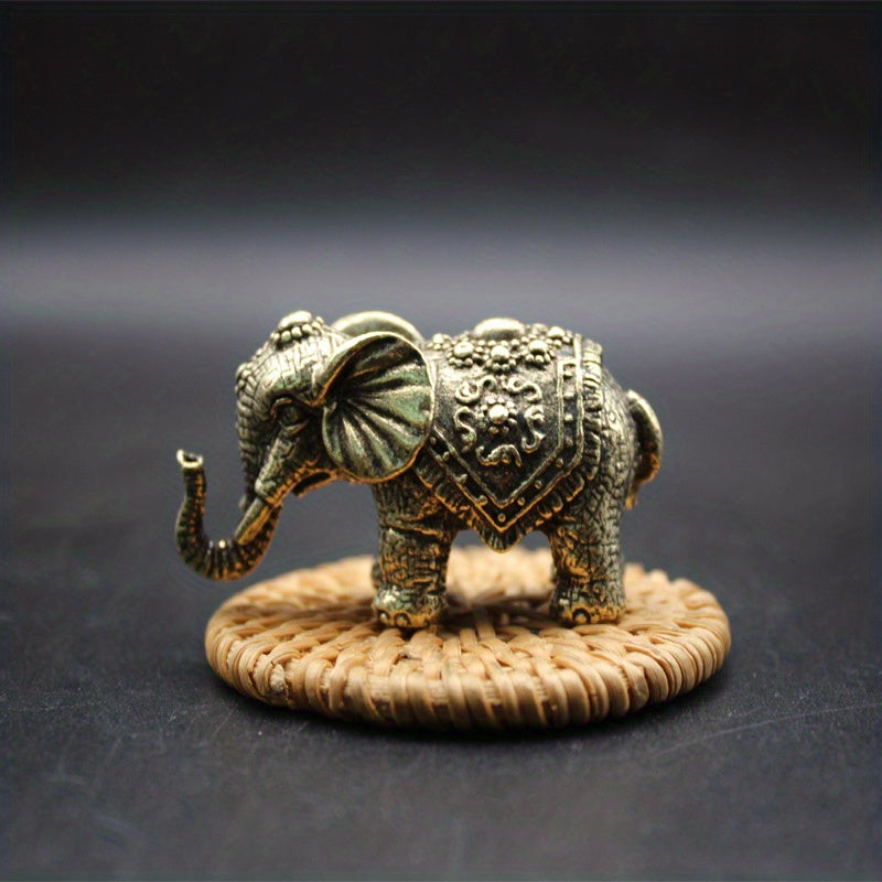 Solid Brass Elephant Keychain Men Handle Antique Pendant