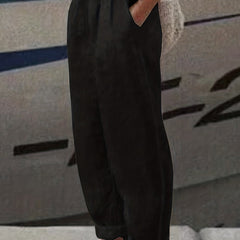 Straight Leg Elastic Waist Casual Pants for Women